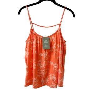 H&M Linen Tank Top NWT Coral Orange Tiger Print Flowy Summer Blouse Strap Top XS